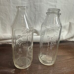 Pyrex and Baby-All Vintage Glass Baby Bottles Clear Excellent Embossed Set of 2